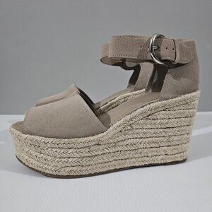 NEW Marc Fisher Alita Platform Womens 10 Wedge Sandal Espadrille Natural Suede